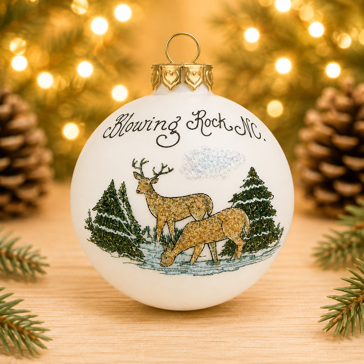 Blowing Rock Happy Deer Ornament